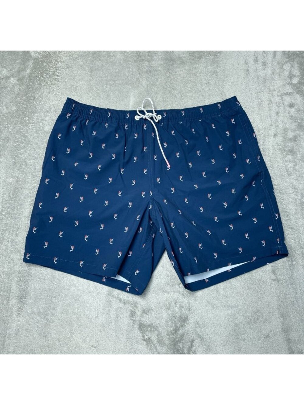 Bonobos Men's XL Swim Shorts 7" Inseam Dark Blue With Marlin Print UPF 50+ e1680